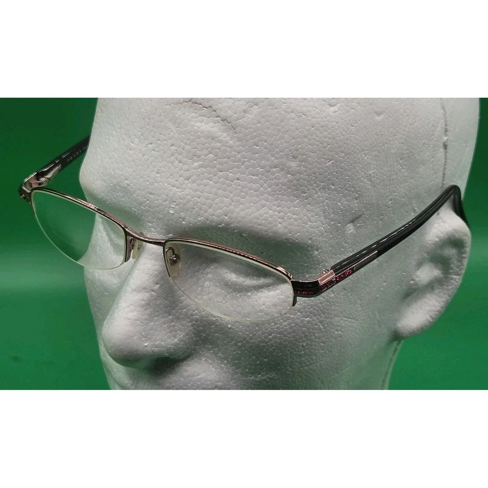 Prada VPR 59F 3BH-1O1 Gold Dark Red Half Rim Eyeglasses Frames 51-18 135 Italy